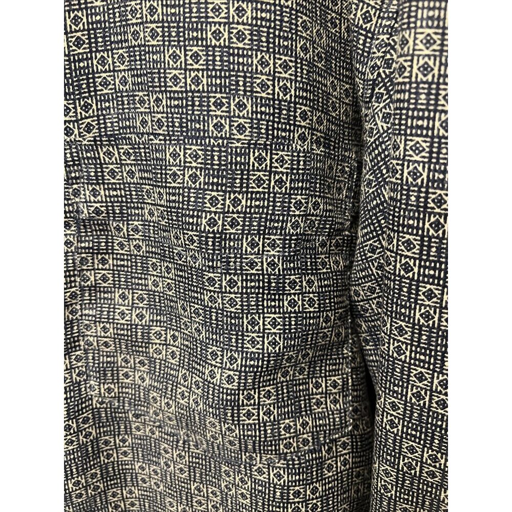 Robert Stock Mens Navy Blue And Tan Pattern Long Sleeve Button Shirt Size Large - Picture 2 of 9